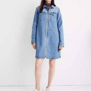 NWT Madewell Long Sleeve Zip Front Denim Shirtdress Shirt Dress